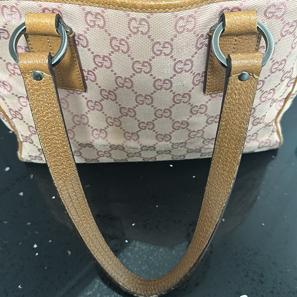 Authentic Women’s Pink Gucci double G Monogram Purse Small Tote - Picture 13 of 14